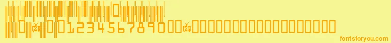 フォントCodeXeroV3c – オレンジの文字が黄色の背景にあります。