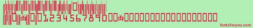 CodeXeroV3c-fontti – punaiset fontit vihreällä taustalla