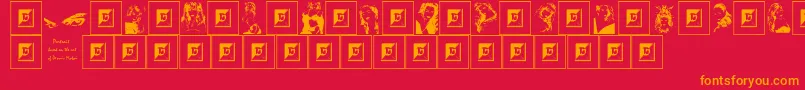 フォントPortrait – 赤い背景にオレンジの文字