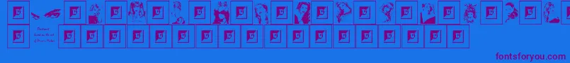 Portrait-Schriftart – Violette Schriften auf blauem Hintergrund