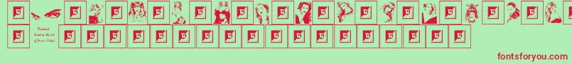 Portrait Font – Red Fonts on Green Background