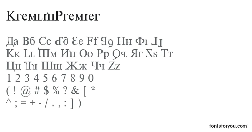 KremlinPremier Font – alphabet, numbers, special characters