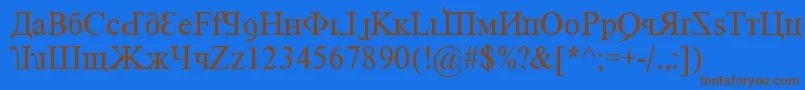 KremlinPremier Font – Brown Fonts on Blue Background