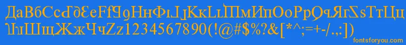 KremlinPremier Font – Orange Fonts on Blue Background