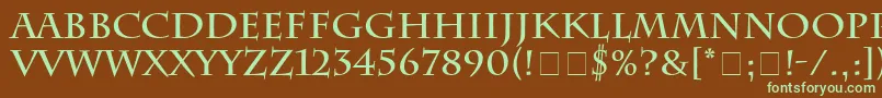 フォントCharlesworthBold – 緑色の文字が茶色の背景にあります。