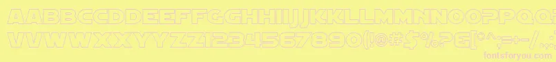 フォントSfDistantGalaxyOutline – ピンクのフォント、黄色の背景