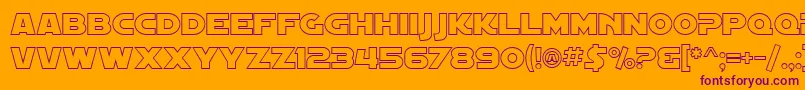 Шрифт SfDistantGalaxyOutline – фиолетовые шрифты на оранжевом фоне