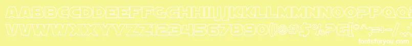 SfDistantGalaxyOutline Font – White Fonts on Yellow Background