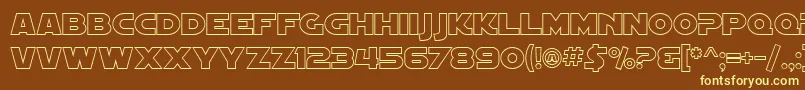 SfDistantGalaxyOutline-fontti – keltaiset fontit ruskealla taustalla