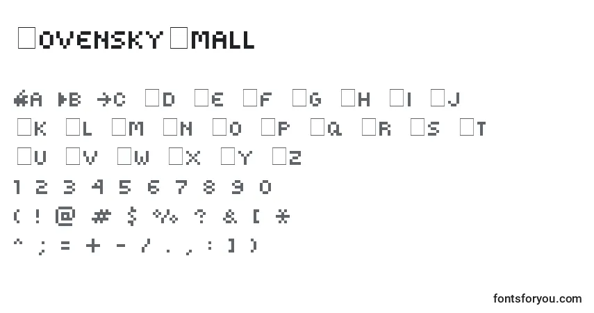 Шрифт KovenskySmall – алфавит, цифры, специальные символы