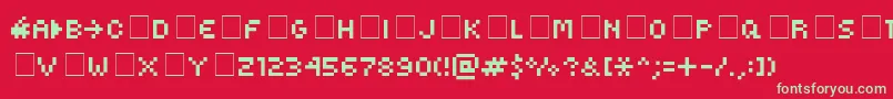 KovenskySmall Font – Green Fonts on Red Background