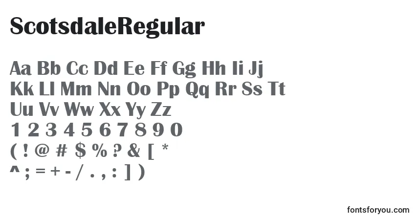 Schriftart ScotsdaleRegular – Alphabet, Zahlen, spezielle Symbole