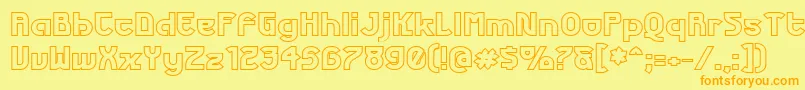 フォントFuturexPhatOutline – オレンジの文字が黄色の背景にあります。