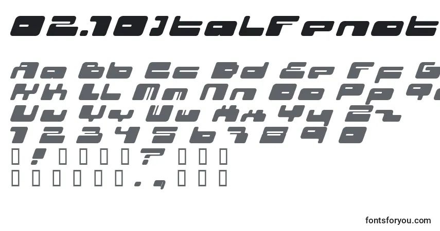 A fonte 02.10ItalFenotype – alfabeto, números, caracteres especiais
