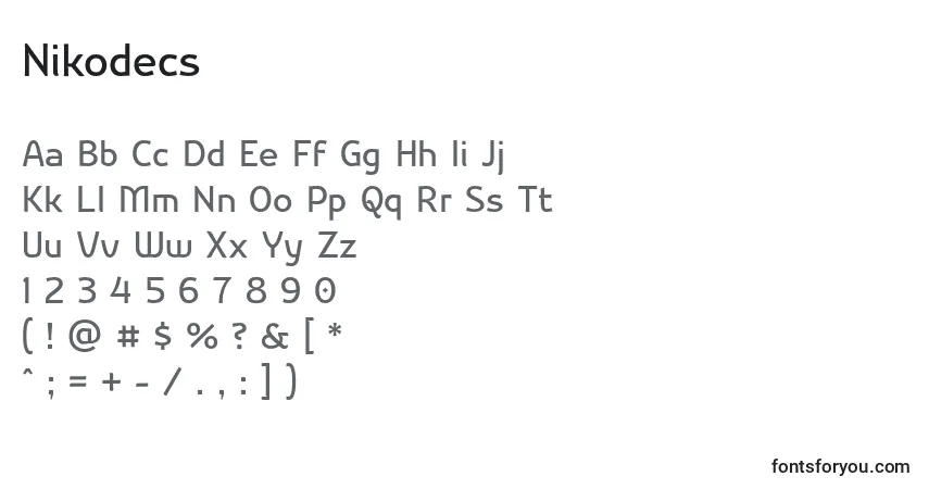Nikodecs Font – alphabet, numbers, special characters