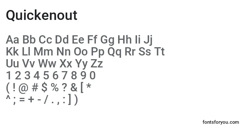 Schriftart Quickenout – Alphabet, Zahlen, spezielle Symbole