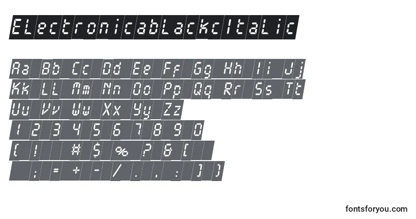 Czcionka ElectronicablackcItalic – alfabet, cyfry, specjalne znaki