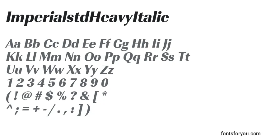 Czcionka ImperialstdHeavyItalic – alfabet, cyfry, specjalne znaki
