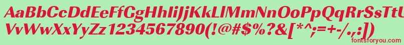 ImperialstdHeavyItalic-fontti – punaiset fontit vihreällä taustalla