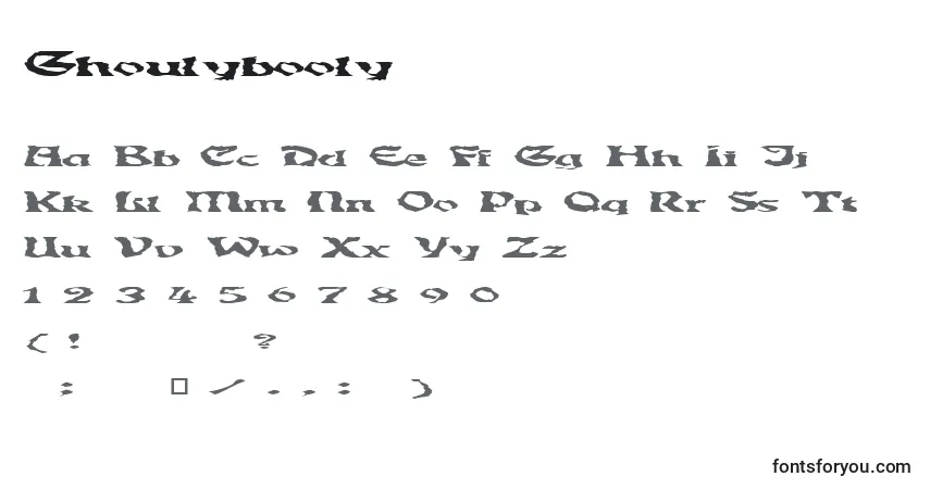 Schriftart Ghoulybooly – Alphabet, Zahlen, spezielle Symbole