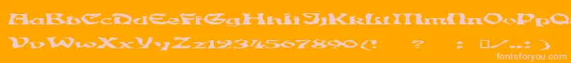 Ghoulybooly-Schriftart – Rosa Schriften auf orangefarbenem Hintergrund