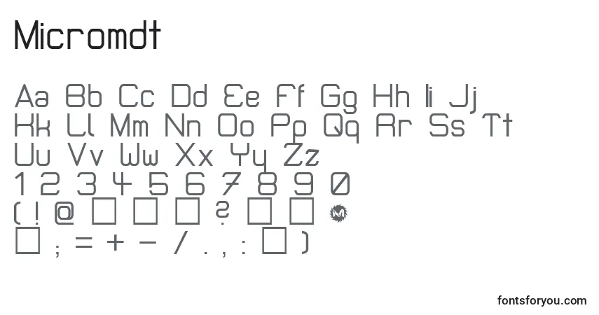 A fonte Micromdt – alfabeto, números, caracteres especiais