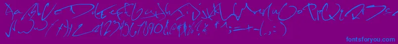 Kevinwildfont-fontti – siniset fontit violetilla taustalla