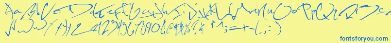Kevinwildfont Font – Blue Fonts on Yellow Background