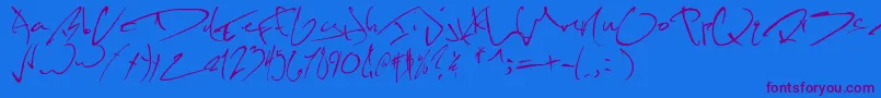 Kevinwildfont-Schriftart – Violette Schriften auf blauem Hintergrund