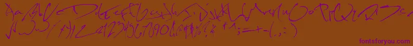 Kevinwildfont-Schriftart – Violette Schriften auf braunem Hintergrund