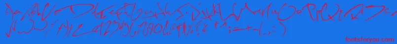 Kevinwildfont-Schriftart – Rote Schriften auf blauem Hintergrund