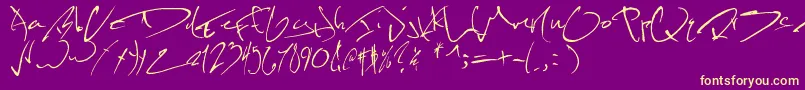 Kevinwildfont-fontti – keltaiset fontit violetilla taustalla