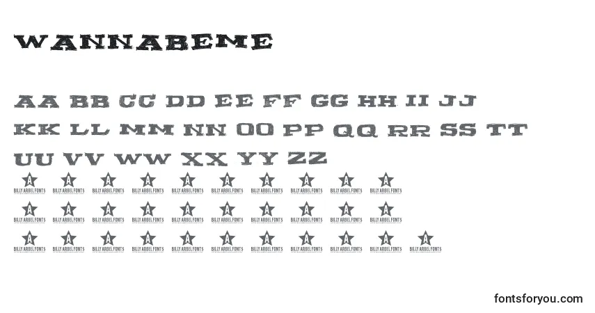 Schriftart Wannabeme – Alphabet, Zahlen, spezielle Symbole