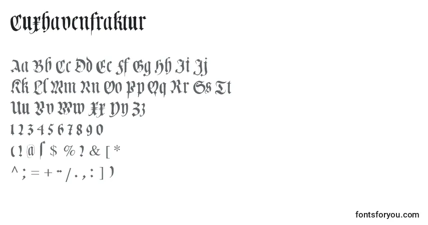 A fonte Cuxhavenfraktur – alfabeto, números, caracteres especiais