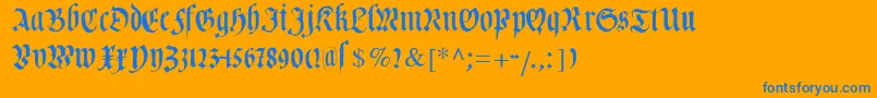 Cuxhavenfraktur-Schriftart – Blaue Schriften auf orangefarbenem Hintergrund