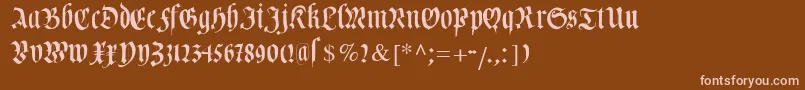 Czcionka Cuxhavenfraktur – różowe czcionki na brązowym tle