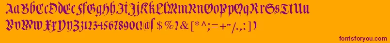 Cuxhavenfraktur-Schriftart – Violette Schriften auf orangefarbenem Hintergrund