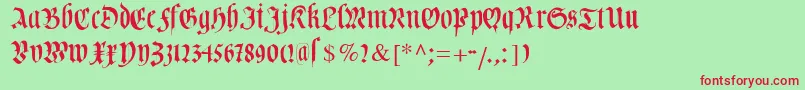 Czcionka Cuxhavenfraktur – czerwone czcionki na zielonym tle