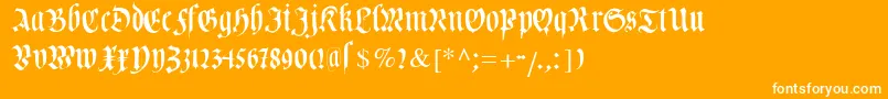 Saiba mais sobre a fonte Cuxhavenfraktur Fonte Cuxhavenfraktur – fontes brancas em um fundo laranja