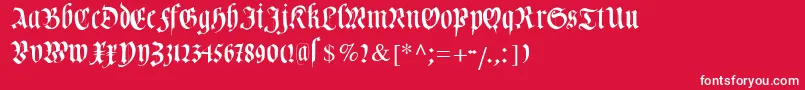 フォントCuxhavenfraktur – 赤い背景に白い文字