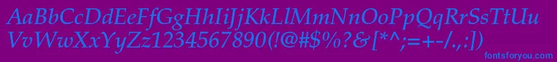 PalatinoltstdMediumitalic Font – Blue Fonts on Purple Background