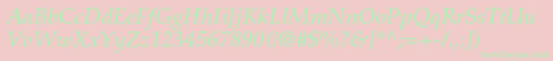 PalatinoltstdMediumitalic Font – Green Fonts on Pink Background