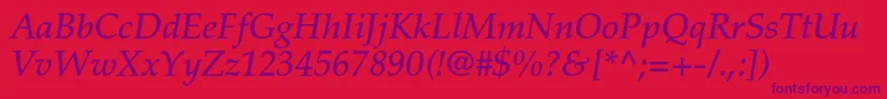 PalatinoltstdMediumitalic Font – Purple Fonts on Red Background
