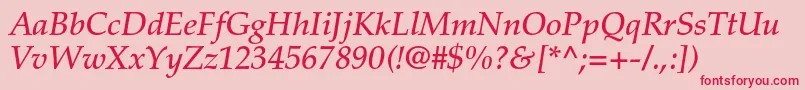 PalatinoltstdMediumitalic Font – Red Fonts on Pink Background