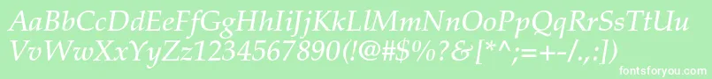 PalatinoltstdMediumitalic Font – White Fonts on Green Background