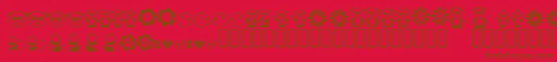 Pandamonium-Schriftart – Braune Schriften auf rotem Hintergrund