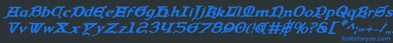 QueenCountryBoldItalic Font – Blue Fonts on Black Background