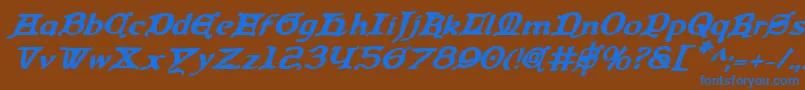 QueenCountryBoldItalic Font – Blue Fonts on Brown Background