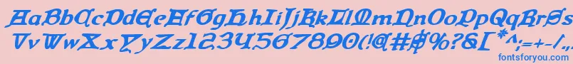 QueenCountryBoldItalic Font – Blue Fonts on Pink Background