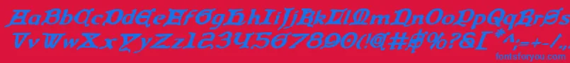 QueenCountryBoldItalic Font – Blue Fonts on Red Background